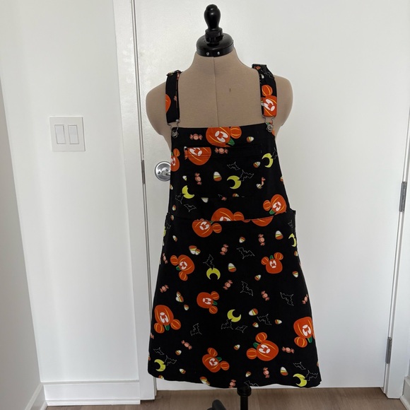Disney Womens Skirtall Skirt XL Black Overalls Mickey Mouse Halloween Pumpkins - Picture 1 of 16
